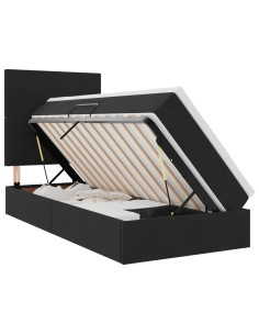 Letto con contenitore e materasso Nero 100 x 200 cm Velluto 2