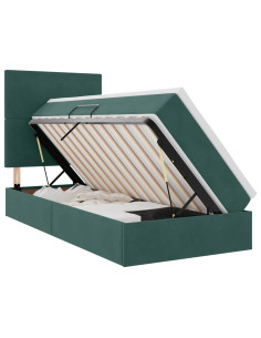 Letto con contenitore e materasso Verde Scuro 100 x 200 cm 2