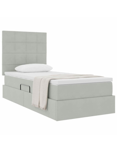 Letto con contenitore e materasso Grigio chiaro 90 x 190 cm