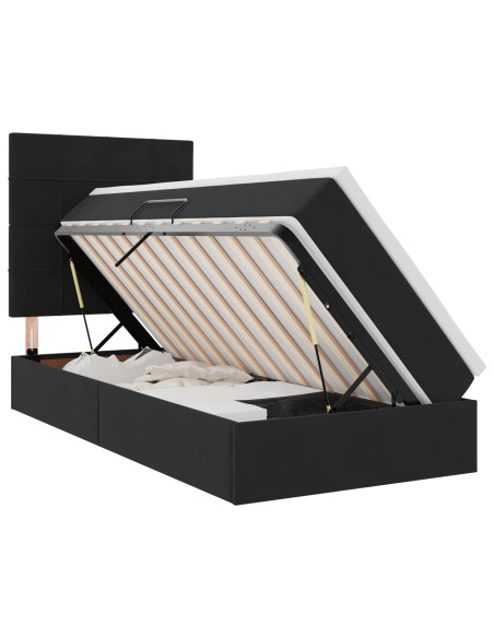 Letto con contenitore e materasso Nero 90 x 190 cm Velluto