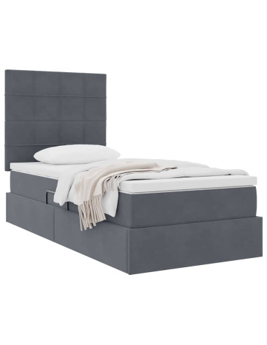 Letto con contenitore e materasso Grigio scuro 100 x 200 cm