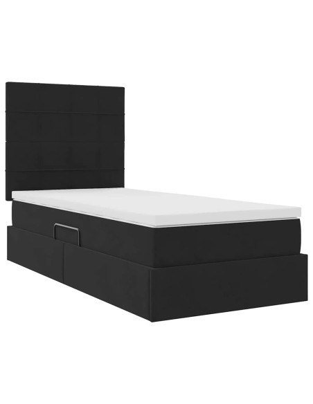 Letto con contenitore e materasso Nero 100 x 200 cm Velluto