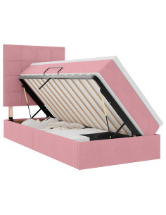 Letto con contenitore e materasso Rosa 100 x 200 cm Velluto 2