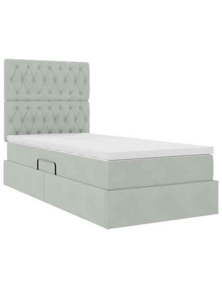 Letto con contenitore e materasso Grigio chiaro 90 x 190 cm