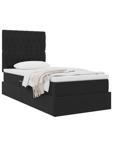 Letto con contenitore e materasso Nero 90 x 190 cm Velluto