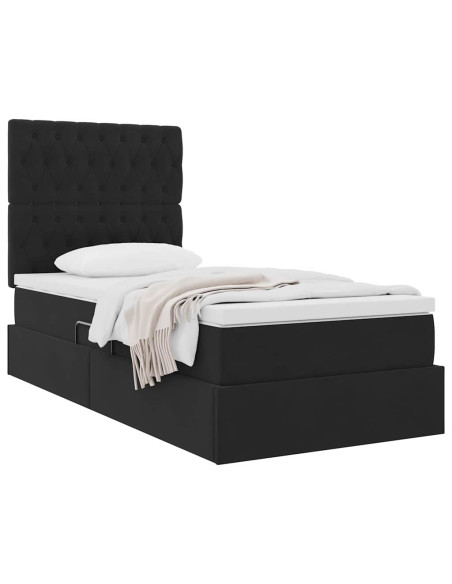 Letto con contenitore e materasso Nero 90 x 190 cm Velluto