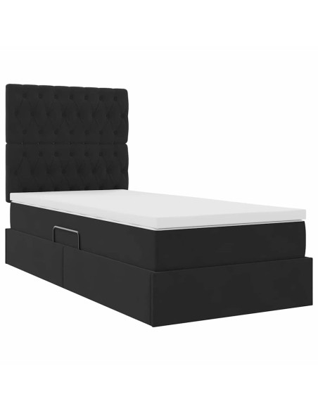 Letto con contenitore e materasso Nero 90 x 190 cm Velluto