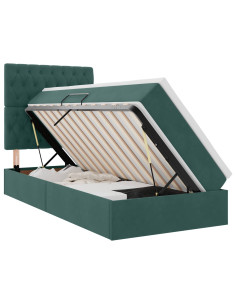 Letto con contenitore e materasso Verde Scuro 90 x 190 cm 2