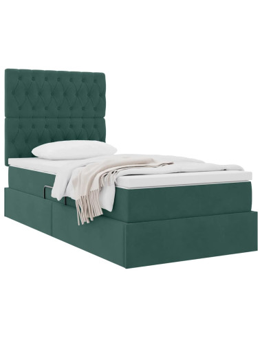Letto con contenitore e materasso Verde Scuro 90 x 190 cm