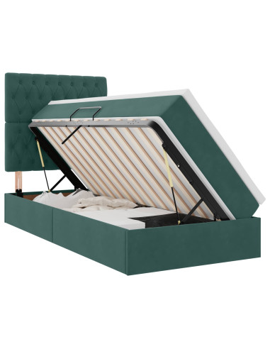 Letto con contenitore e materasso Verde Scuro 90 x 200 cm