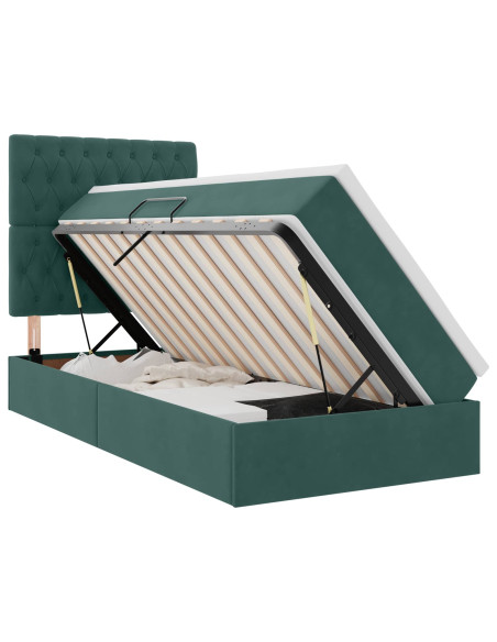 Letto con contenitore e materasso Verde Scuro 90 x 200 cm