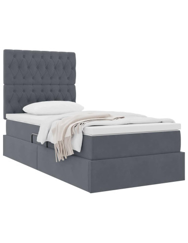 Letto con contenitore e materasso Grigio scuro 100 x 200 cm