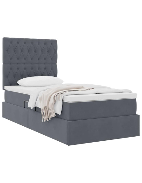 Letto con contenitore e materasso Grigio scuro 100 x 200 cm