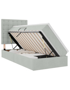 Letto con contenitore e materasso Grigio chiaro 90 x 190 cm 2