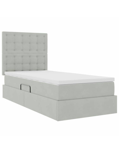 Letto con contenitore e materasso Grigio chiaro 90 x 190 cm