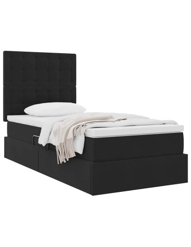 Letto con contenitore e materasso Nero 90 x 190 cm Velluto