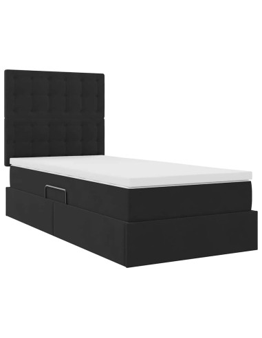 Letto con contenitore e materasso Nero 90 x 190 cm Velluto