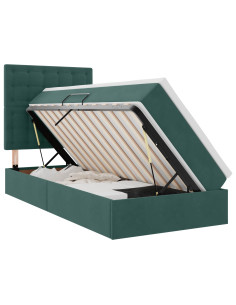Letto con contenitore e materasso Verde Scuro 90 x 200 cm 2