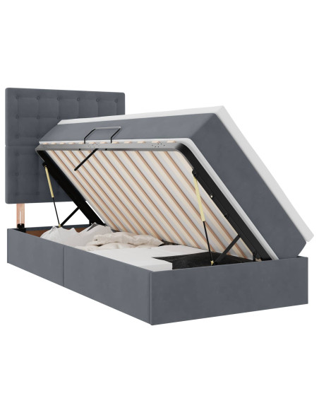 Letto con contenitore e materasso Grigio scuro 100 x 200 cm