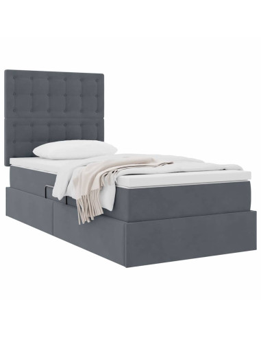 Letto con contenitore e materasso Grigio scuro 100 x 200 cm