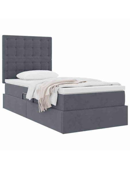 Letto con contenitore e materasso Grigio scuro 100 x 200 cm