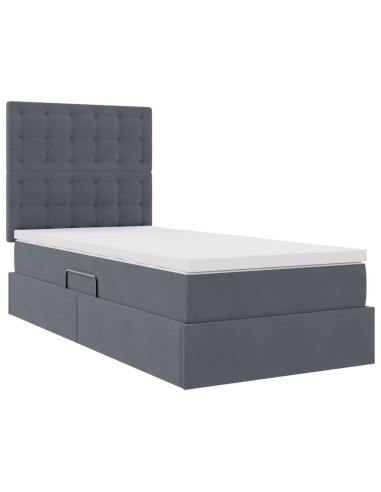 Letto con contenitore e materasso Grigio scuro 100 x 200 cm