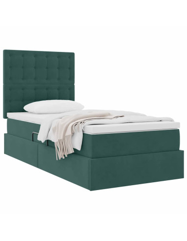 Letto con contenitore e materasso Verde Scuro 100 x 200 cm