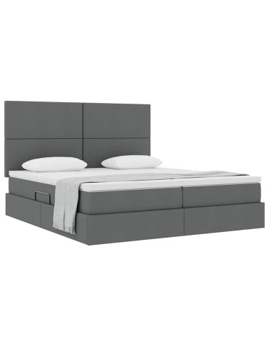 Letto con Contenitore Grigio scuro 200 x 200 cm Pelle Sintetica