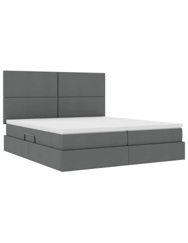 Letto con Contenitore Grigio scuro 200 x 200 cm Pelle Sintetica