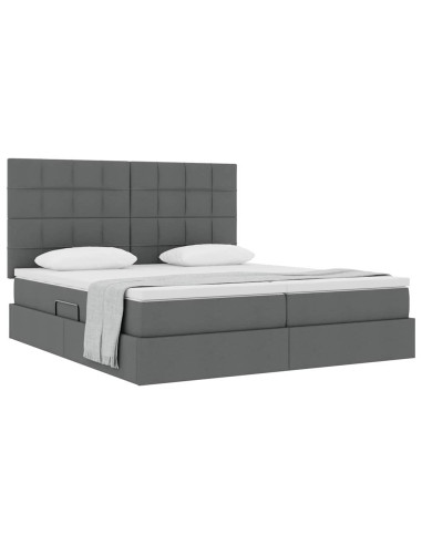 Letto con Contenitore Grigio scuro 200 x 200 cm Pelle Sintetica