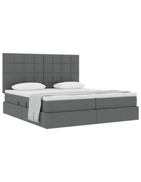 Letto con Contenitore Grigio scuro 200 x 200 cm Pelle Sintetica