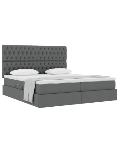 Letto con Contenitore Grigio scuro 200 x 200 cm Pelle Sintetica