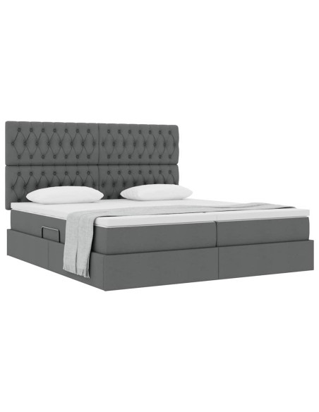 Letto con Contenitore Grigio scuro 200 x 200 cm Pelle Sintetica