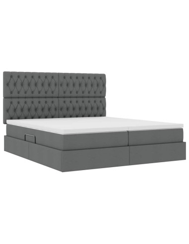 Letto con Contenitore Grigio scuro 200 x 200 cm Pelle Sintetica