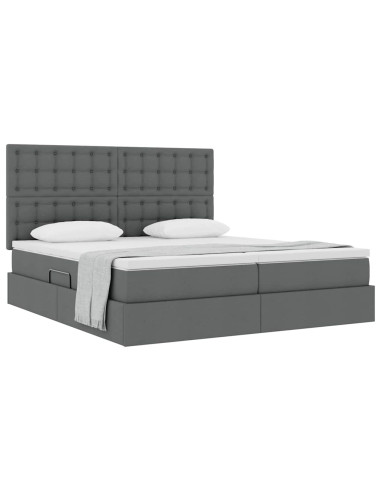 Letto con Contenitore Grigio scuro 200 x 200 cm Pelle Sintetica