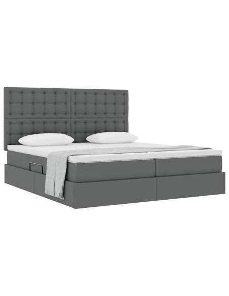 Letto con Contenitore Grigio scuro 200 x 200 cm Pelle Sintetica