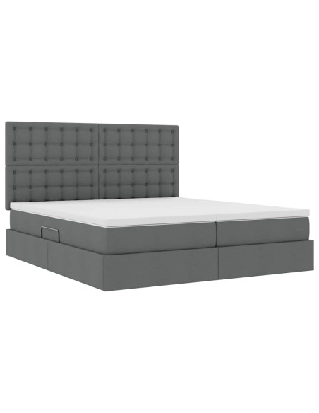 Letto con Contenitore Grigio scuro 200 x 200 cm Pelle Sintetica
