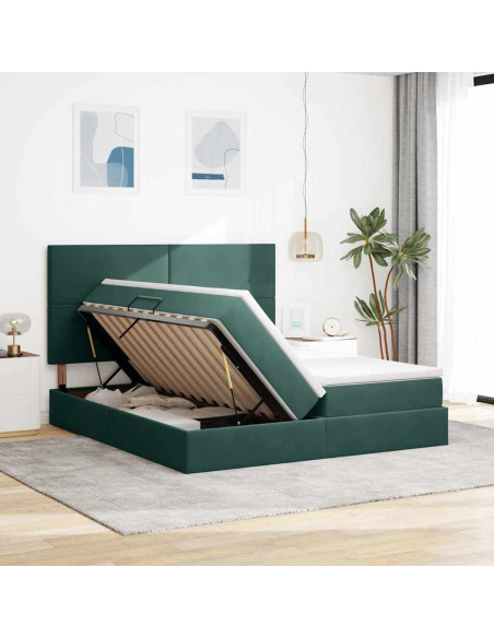 Letto con Contenitore Verde Scuro 180 x 200 cm Velluto