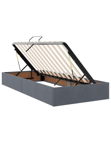 Letto con Contenitore Grigio scuro 200 x 200 cm Velluto