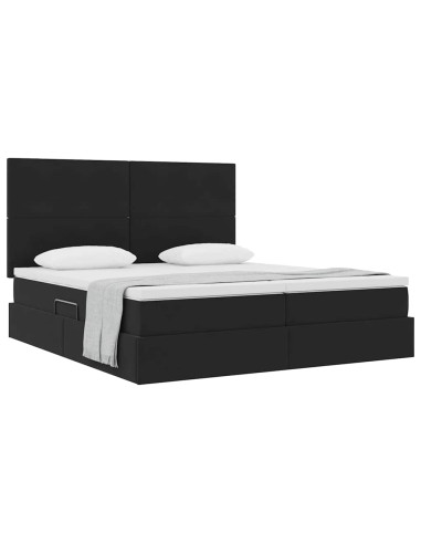 Letto con Contenitore con materasso Nero 200 x 200 cm Velluto