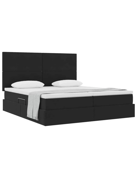 Letto con Contenitore con materasso Nero 200 x 200 cm Velluto