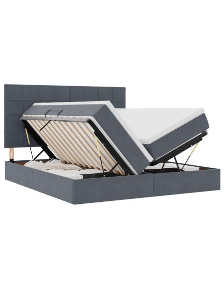 Letto con Contenitore Grigio scuro 200 x 200 cm Velluto