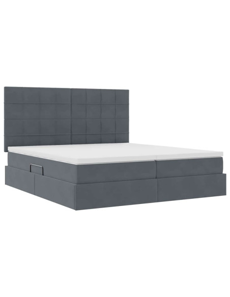 Letto con Contenitore Grigio scuro 200 x 200 cm Velluto