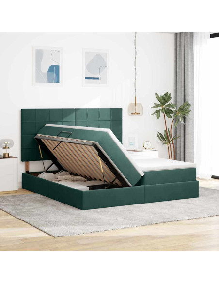 Letto con Contenitore Verde Scuro 200 x 200 cm Velluto