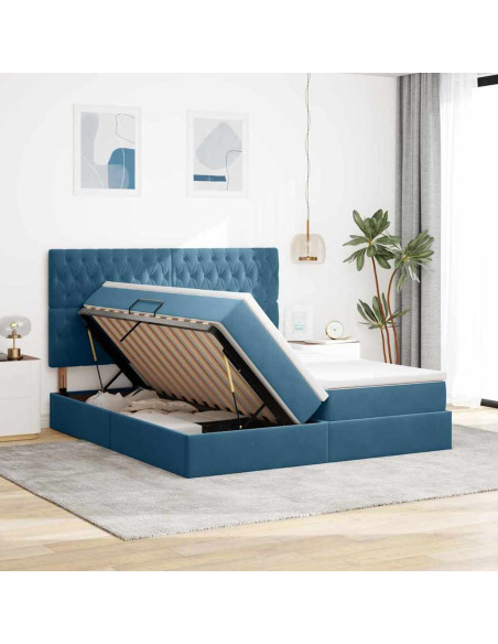 Letto con Contenitore Blu Scuro 180 x 200 cm Velluto