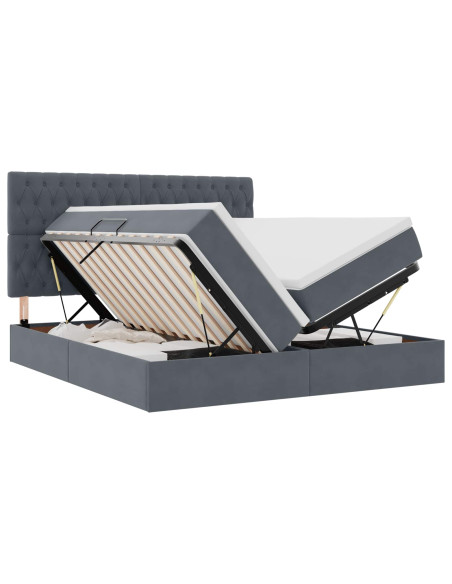 Letto con Contenitore Grigio scuro 200 x 200 cm Velluto