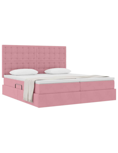 Letto con Contenitore con materasso Rosa 180 x 200 cm Velluto