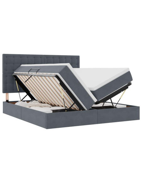 Letto con Contenitore Grigio scuro 200 x 200 cm Velluto