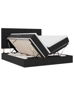 Letto con Contenitore con materasso Nero 200 x 200 cm Velluto 2