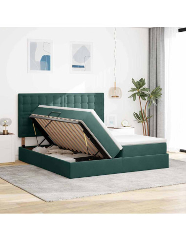 Letto con Contenitore Verde Scuro 200 x 200 cm Velluto